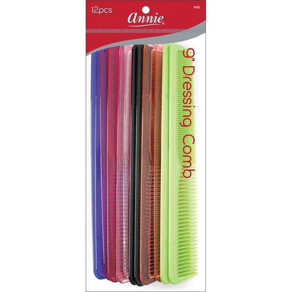 Annie Dressing Combs 9 Inch, 12 Count Set, Assorted Neon Color
