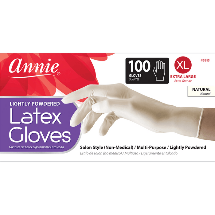 Annie Lightly Powdered Latex Gloves, 100 Count Salon Gloves, White