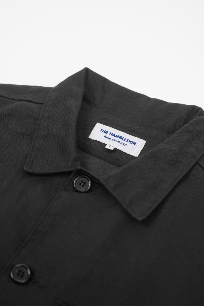 Barker Washed Herringbone Shirt Black