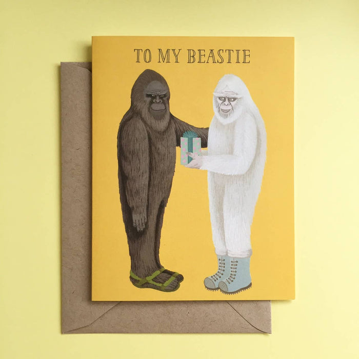 Beastie Bigfoot Sasquatch & Yeti Best Friends Birthday Card