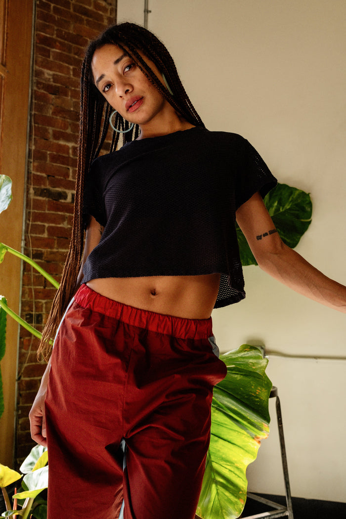 Black Carmen Mesh Cropped Tee