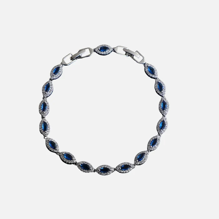 Blue Angel Eyes Bracelet - Silver