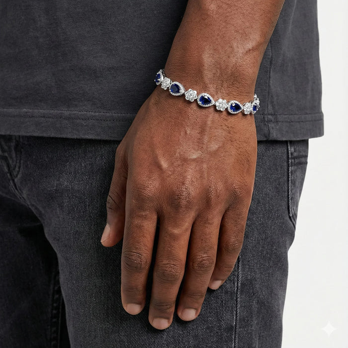 Blue Blossom Drop Bracelet - Silver
