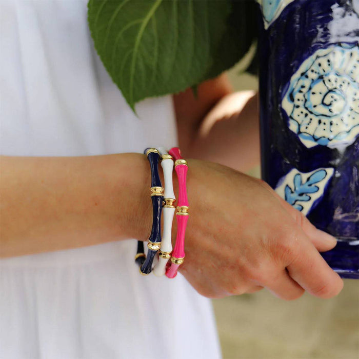 Celeste Enamel Bamboo Bangle in Pink - Findlay Rowe Designs