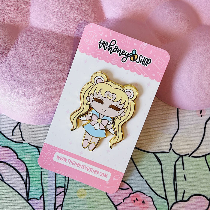 Chibi Moon Enamel Pin | Gold Plated