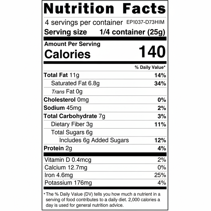 Nutrition facts label for a can of food with detailed nutritional information.