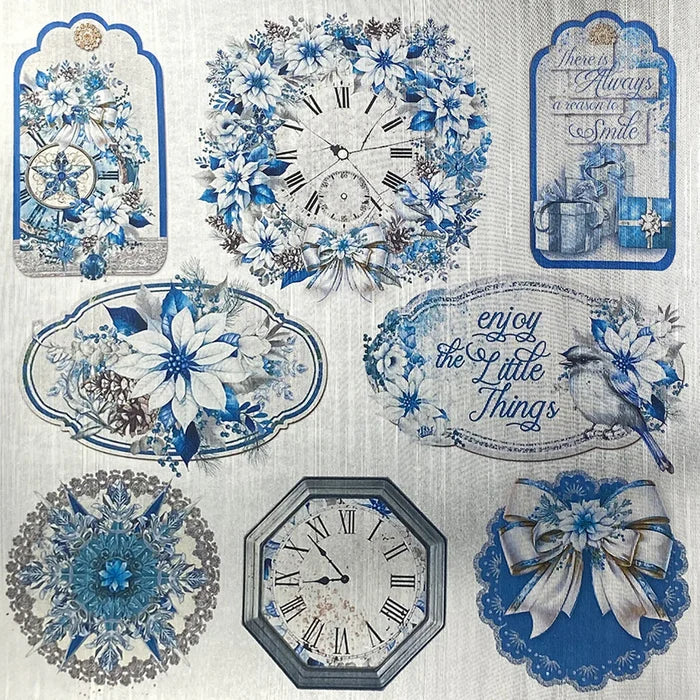 Ciao Bella - Deluxe Paper 6"x6" - 5/Pkg - Elegance of Blue Paper Silver. Available at Embellish Away located in Bowmanville Ontario Canada.