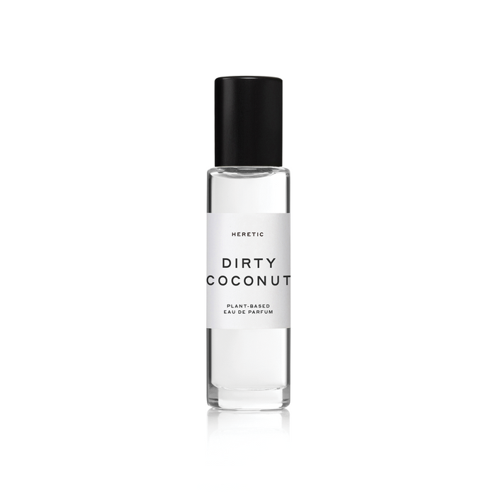 Clear roll-on with black cap of HERETIC perfume in the fragrance "Dirty Coconut"