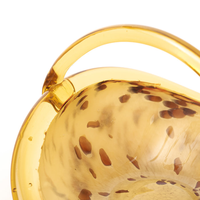 Elegant Venetian Glass Basket/Bowl in Amber and White - In Stock