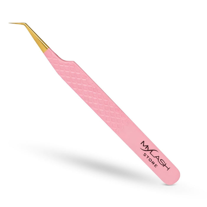 Fibre Tip 45 Degree Lash Tweezers in Pink