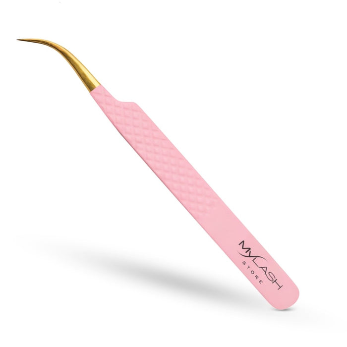 Fibre Tip Lash Tweezers - J-Curve - Pink