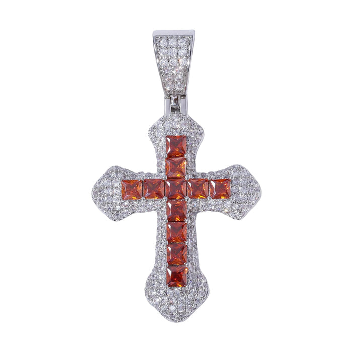 Frosty Cross Pendants - Red