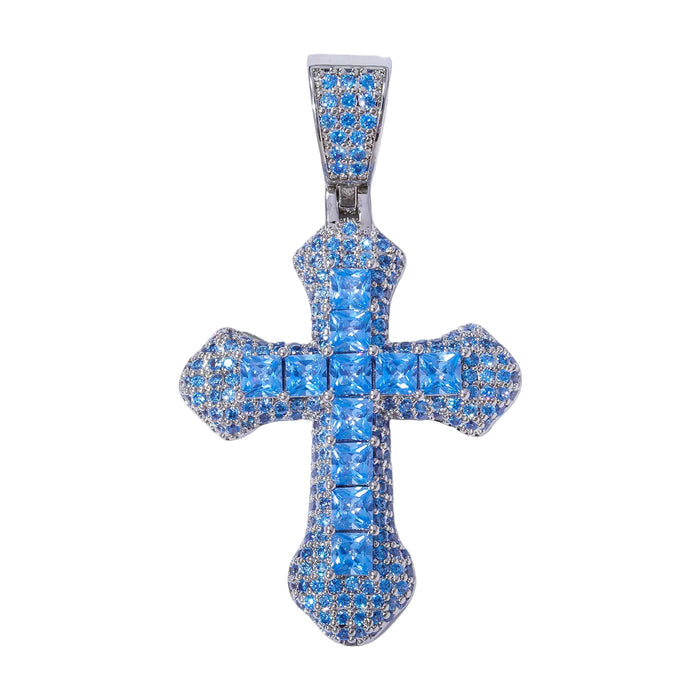 Frosty Cross Pendants - Sky Blue