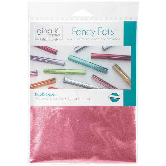 Gina K Designs - Fancy Foil 6"X8" - 12/Pkg - Bubblegum. Add sparkle and shine with Fancy Foils. They can be used as a toner-reactive foil or a textile foil. Available at Embellish Away located in Bowmanville Ontario Canada.