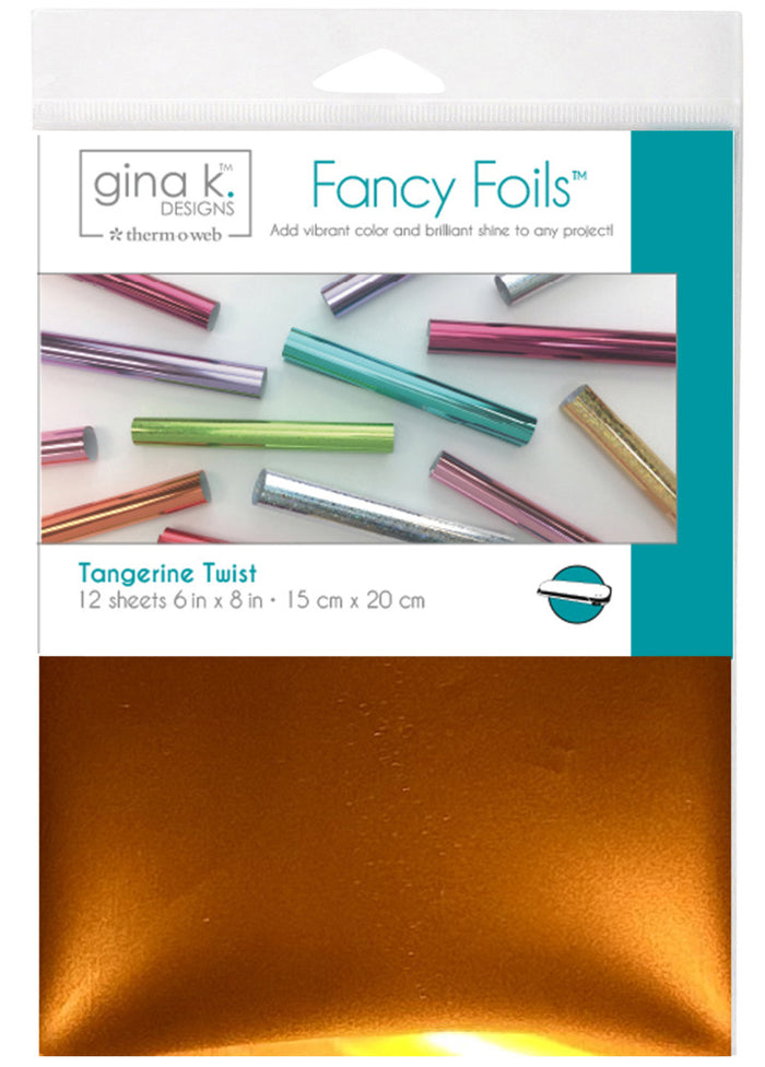 Gina K Designs - Fancy Foil 6"X8" - 12/Pkg - Tangerine Twist. Add sparkle and shine with Fancy Foils. Available at Embellish Away located in Bowmanville Ontario.