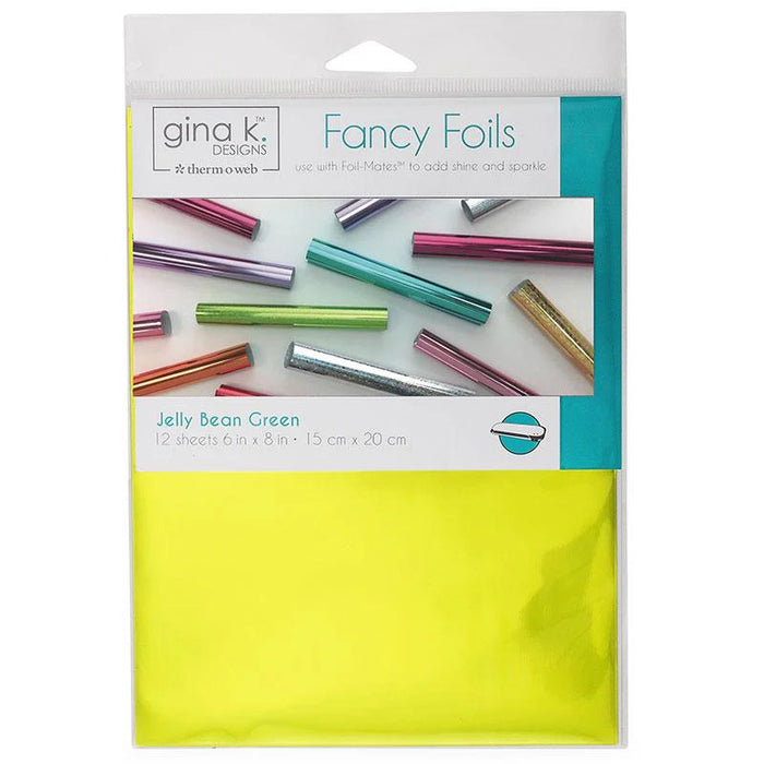 Gina K Designs - Fancy Foil 6"X8" - 12/Pkg - Jelly Bean Green. Add sparkle and shine with Fancy Foils. Available at Embellish Away located in Bowmanville Ontario.