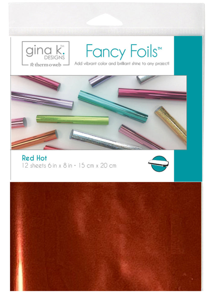 Gina K Designs - Fancy Foil 6"X8" - 12/Pkg - Red Hot. Add sparkle and shine with Fancy Foils. Available at Embellish Away located in Bowmanville Ontario.