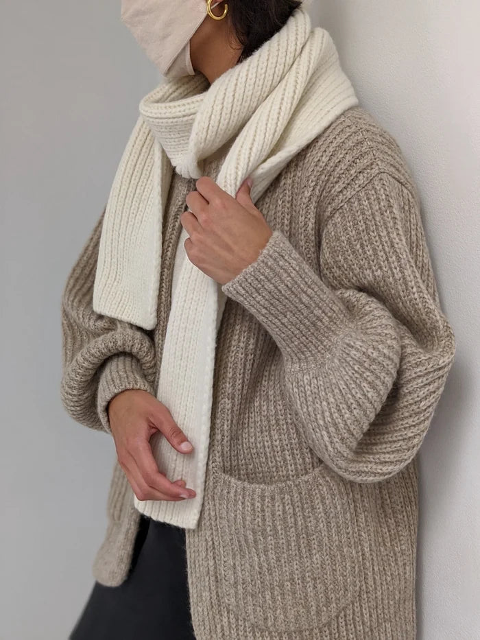 Ivory Cece Knitted Alpaca Scarf