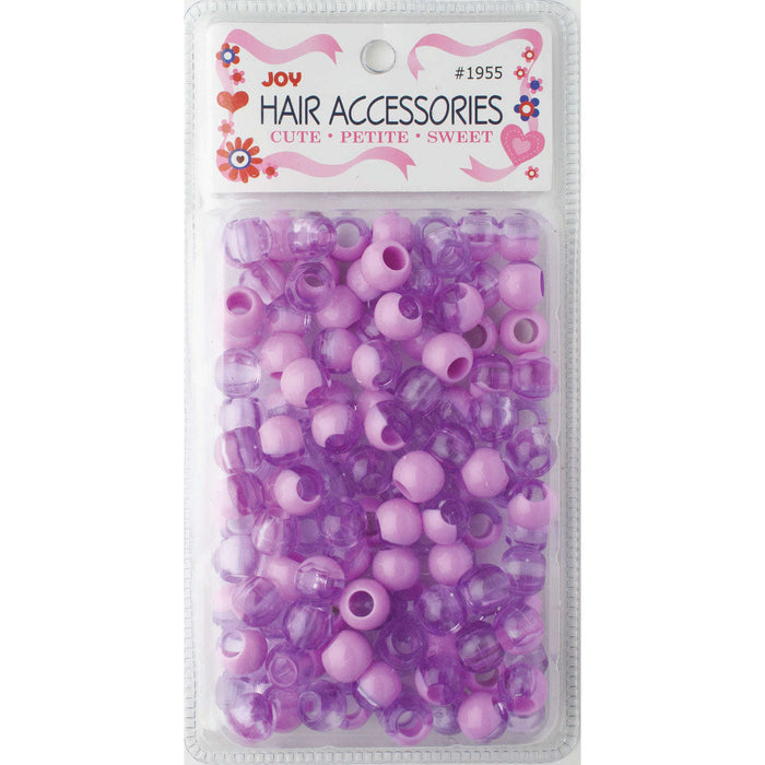 Joy Round Hair Beads X-Large, 100 Count, Two Tone Pastel Purple