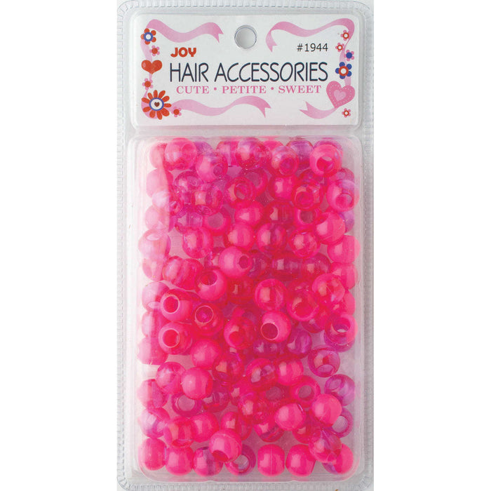 Joy Round Hair Beads X-Large, 100 Count, Two Tone Vivid Hot Pink
