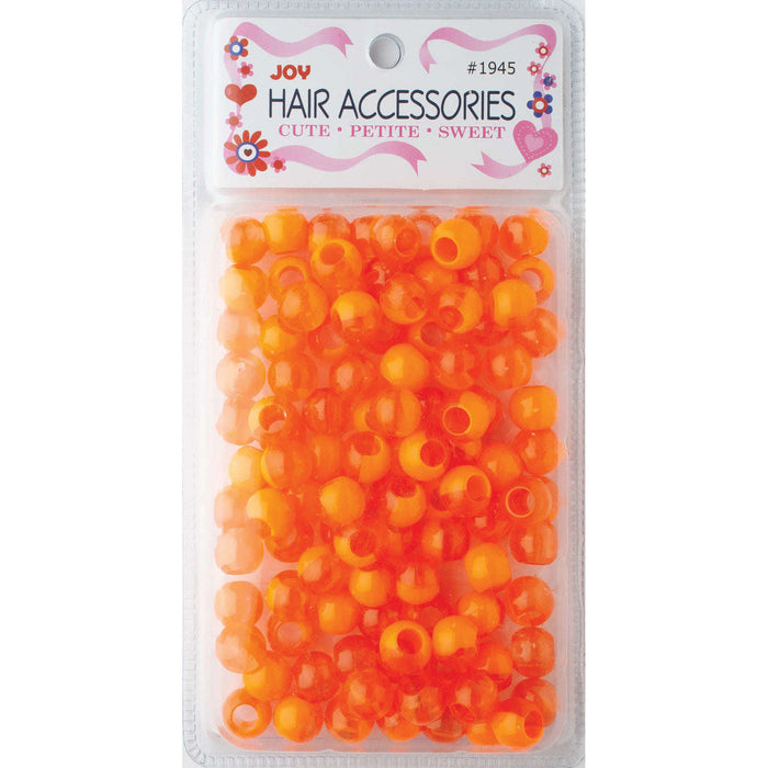 Joy Round Hair Beads X-Large, 100 Count, Two Tone Vivid Orange