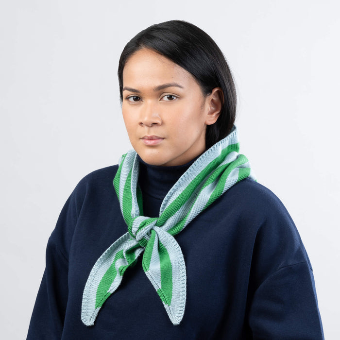 Kelly Stone Blue Simple Stripe Triangle Scarf