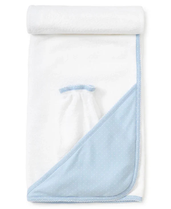 Kissy NEW Dots Towel w/ Mitt-Lt. Blue/White