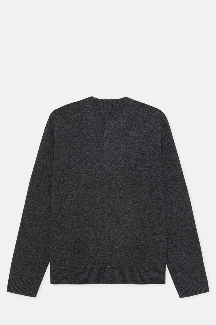 Knitted Roundneck Cardigan Charcoal Melange