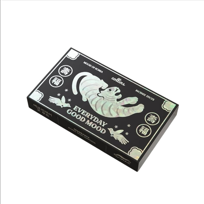 Box of Collins Incense Sticks with 'Everyday Good Mood' text on a white background