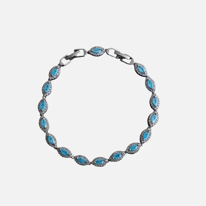 Light Blue Angel Eyes Bracelet - Silver