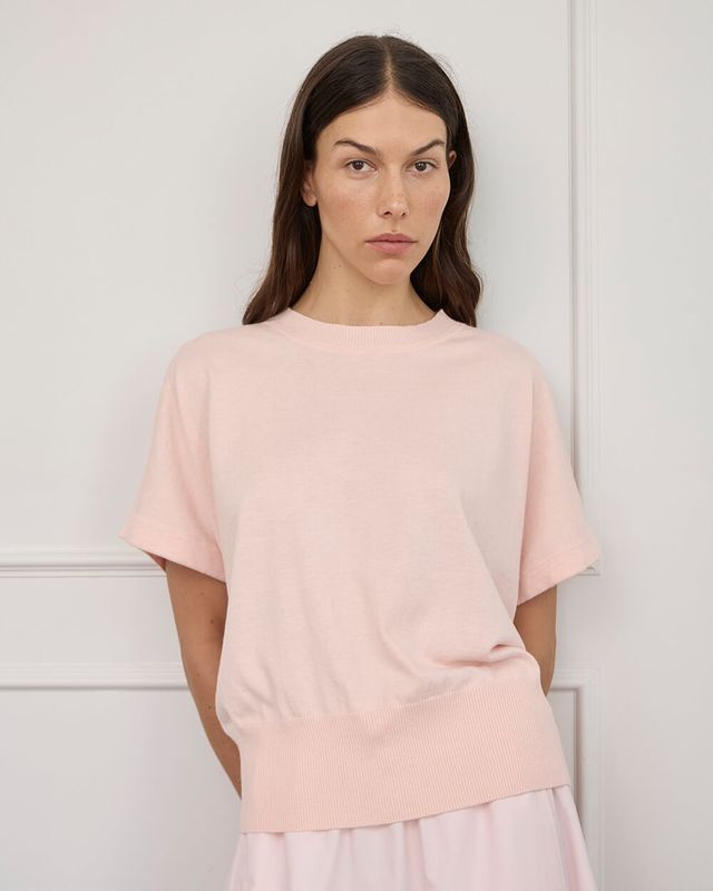 LUCY KNIT TEE | Baby Pink