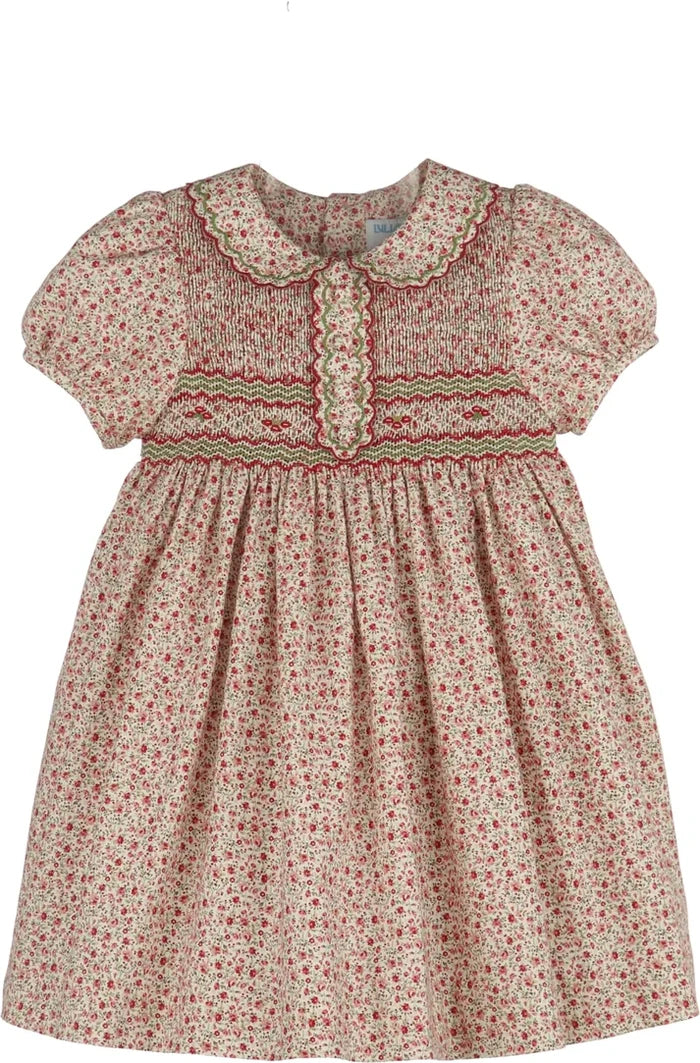 Luli & Me Mulberry Floral Smocked Dress-Red