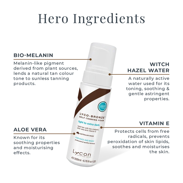 LYCO-BRONZE Self-Tanning Foam Key Ingredients