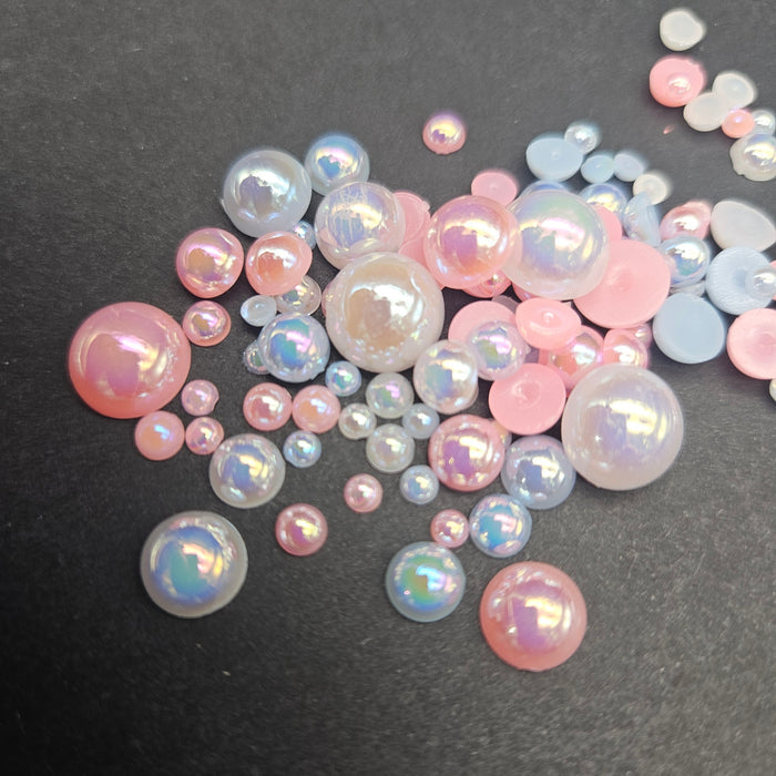 Mixed Half Pearls - Cotton Candy
