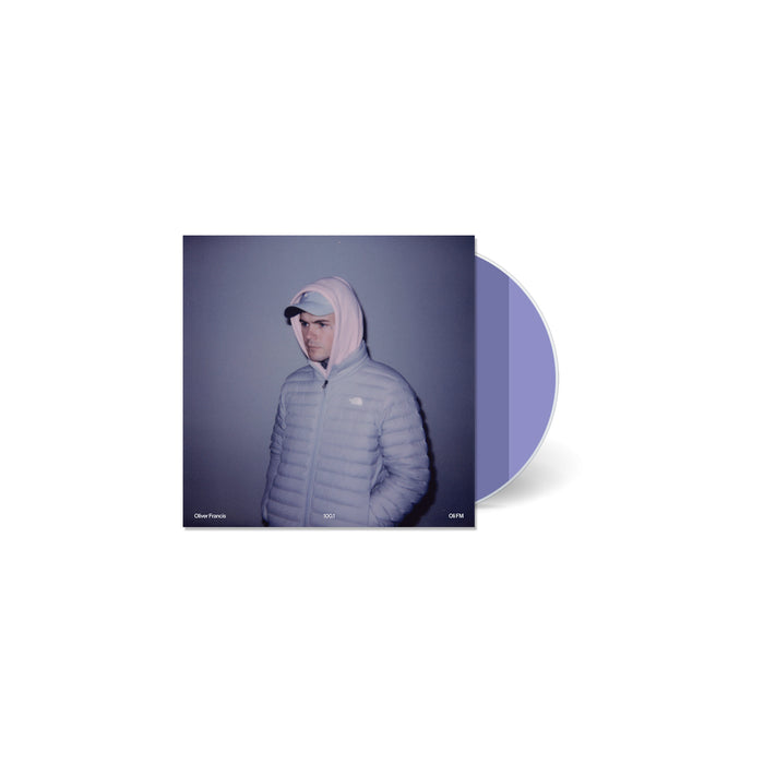 CD Album cover for Oliver Francis "Oli FM" on a white background. Cover shows Oliver Francis posing on a violet background.