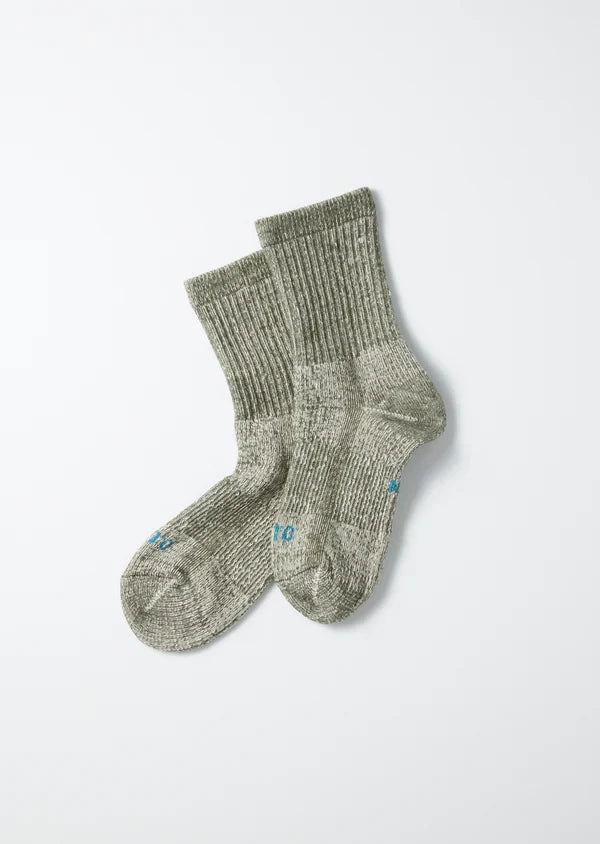 Olive Double Face Organic Cotton Mini Crew Socks