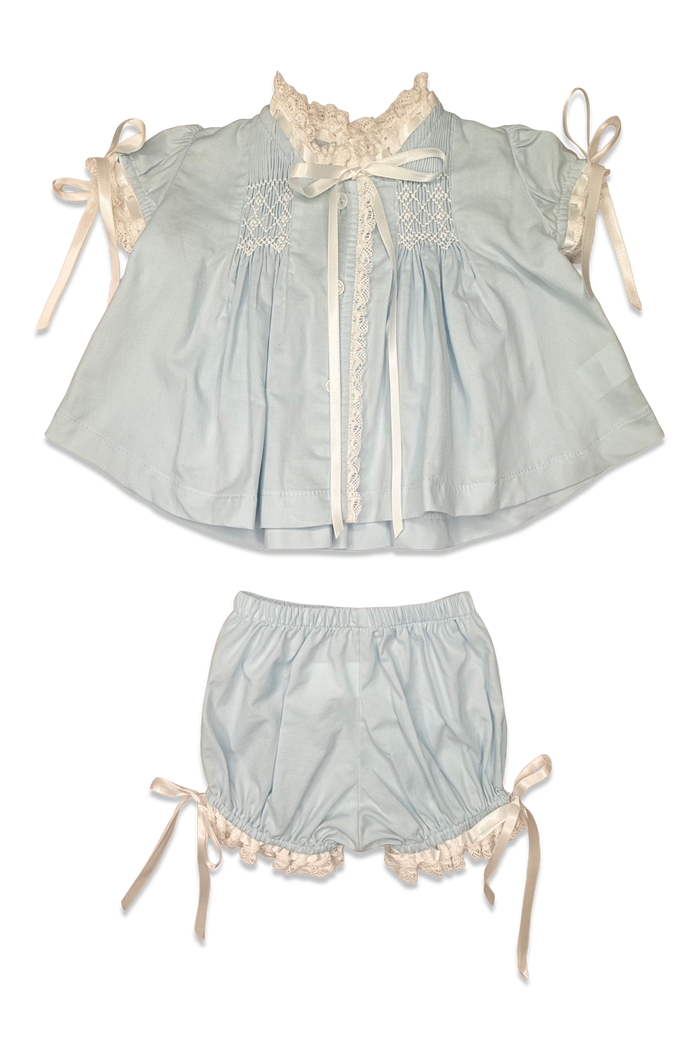 Percy & Tyne Blue Batiste Heirloom Bloomer Set