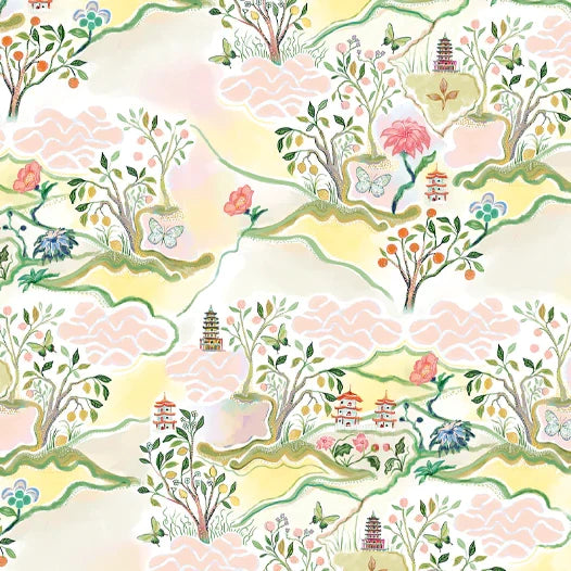 Pink Pagoda fabric swatch