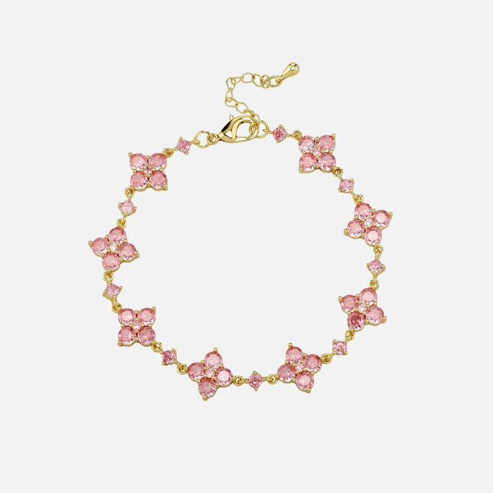 Pink Star Clover Bracelet - Gold
