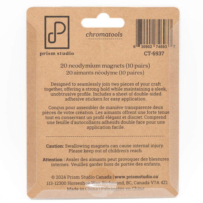 Prism Studio - Disc Magnets - Small (20pc). Each measuring 10mm x 1mm (3/8" x 3/64"). Available at Embellish Away located in Bowmanville Ontario Canada.