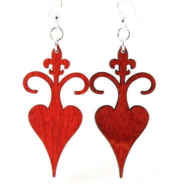 Rooted fleur de lis earrings, eco-friendly laser-cut jewelry made in USA