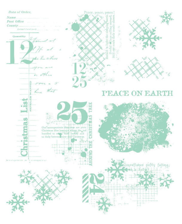 Sizzix - Clear Stamp Set by 49 And Market - Holiday Textures. At Embellish Away in Bowmanville Ontario Canada.