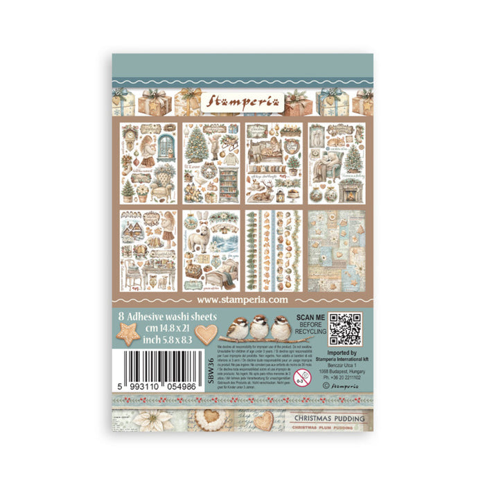 Stamperia - A5 Washi Pad - White Christmas. Includes 8 Sheets. Available at Embellish Away located in Bowmanville Ontario Canada.