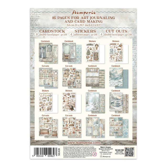Stamperia - Junk Journal Stickers Cut-outs And Backgrounds - White Christmas. Available at Embellish Away located in Bowmanville Ontario Canada.