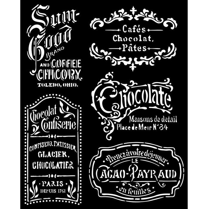 Stamperia - Stencil 7"X7" - Coffee And Chocolate Plates. Stencils are perfect for using on mixed media, card making, scrapbooking, textile art and so much more. Use them together or on their own. Available at Embellish Away located in Bowmanville Ontario Canada.