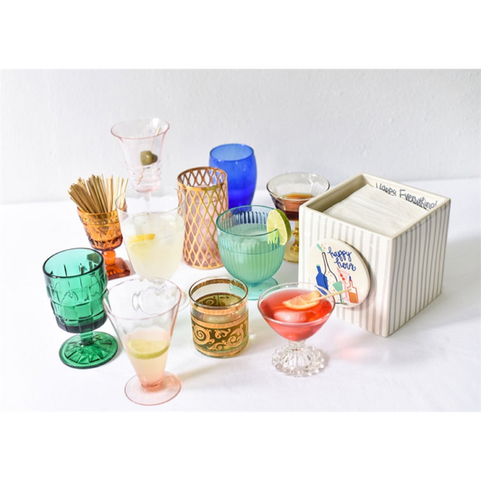 Stone Mini Stripe Medium Nesting Cube by Happy Everything!