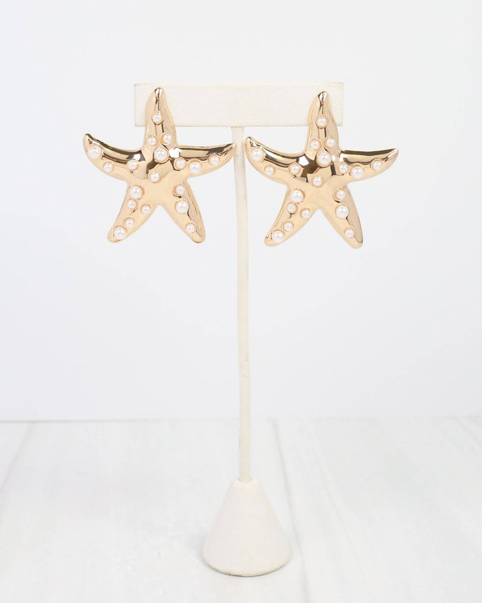 Trieste Pearly Starfish Earring Gold: Default