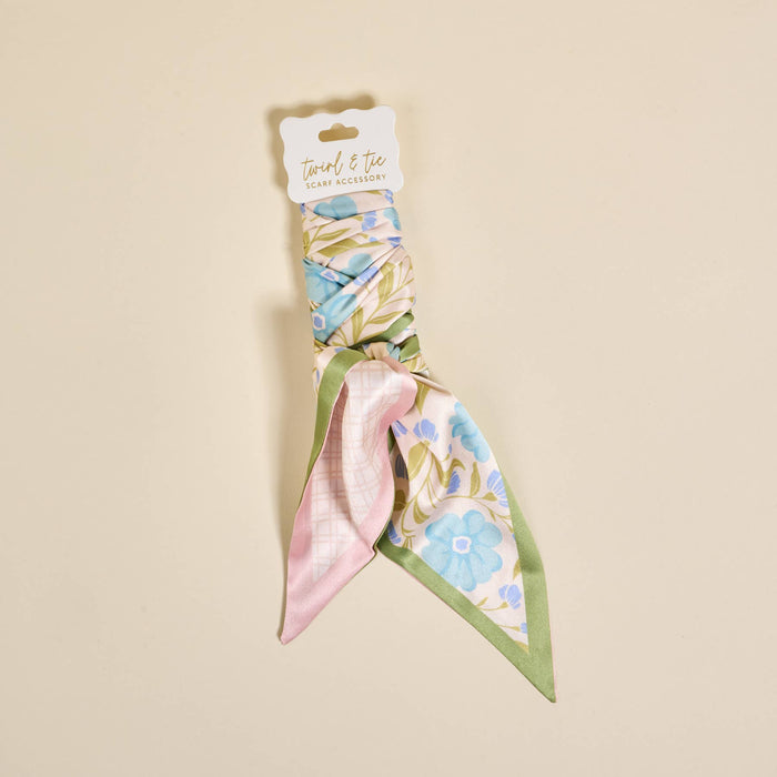Twirl & Tie Scarf Accessory–Poppin' Petals Aqua - Olita Gifts & Goods