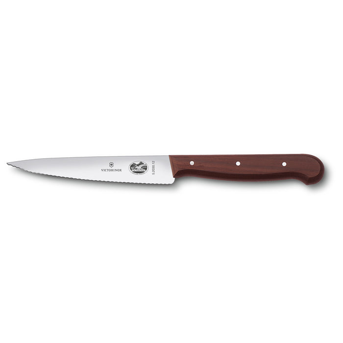 Utility Knife, 4¾" pointed tip, serrated edge, wood handle 5.2030.12-X3