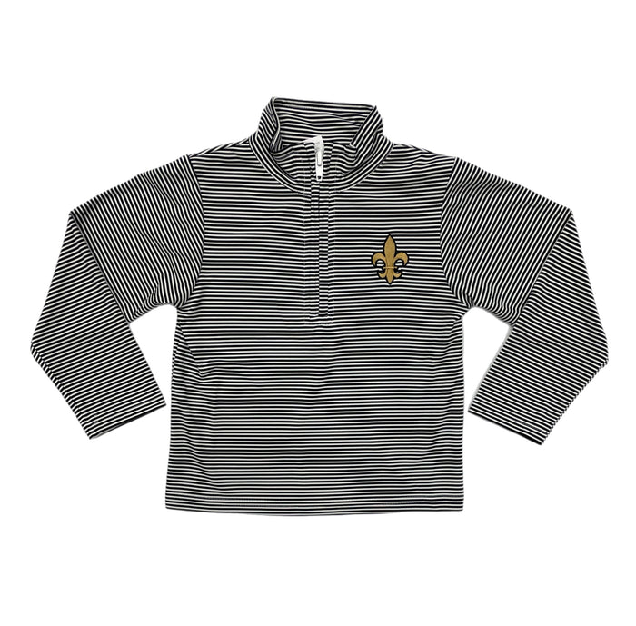 VLF Fleur de Lis Emb 1/4 Zip-Black/White